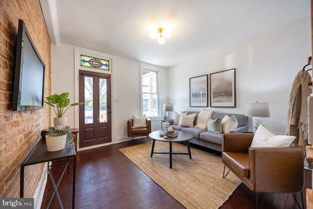 living room featuring dark hardwood / wood-style floors