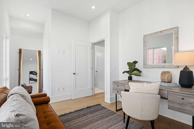 office space featuring light hardwood / wood-style flooring