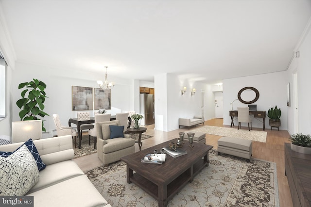 1900 John F Kennedy Unit 2002, Philadelphia, PA 19103 - living room with light wood-type flooring and a chandelier