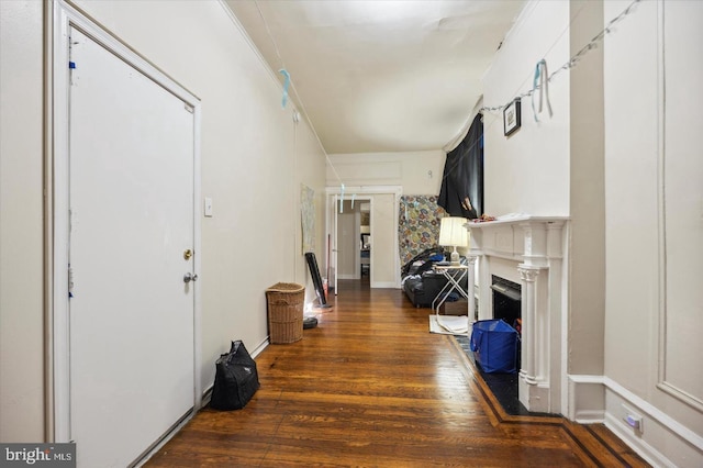 5122 N Broad St, Philadelphia, PA 19141 - hall featuring crown molding and dark wood-type flooring