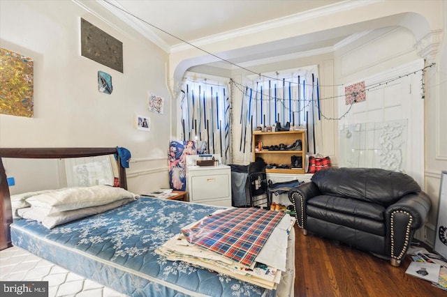 5122 N Broad St, Philadelphia, PA 19141 - bedroom with dark hardwood / wood-style flooring and crown molding