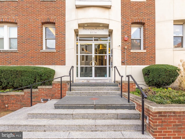 view of exterior entry with french doors