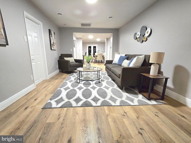 living room featuring light hardwood / wood-style floors