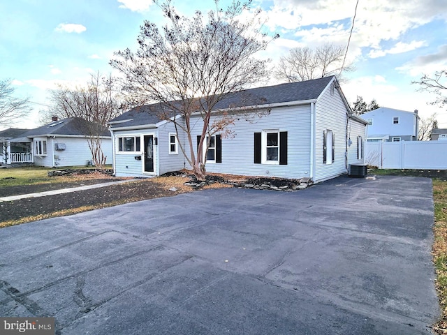 view of front of house with central AC unit