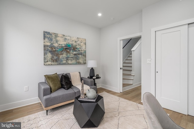 sitting room featuring light wood-type flooring