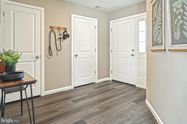 entrance foyer featuring dark wood-type flooring