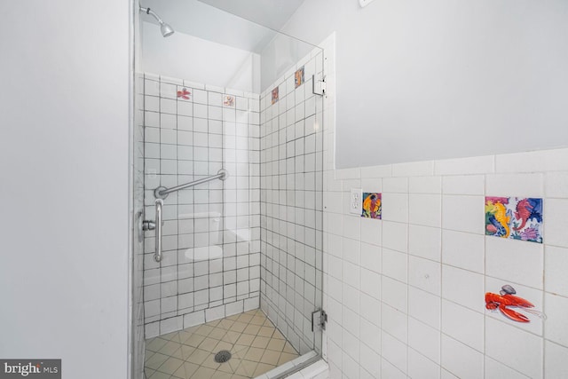 bathroom with a stall shower