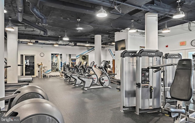 exercise room with french doors