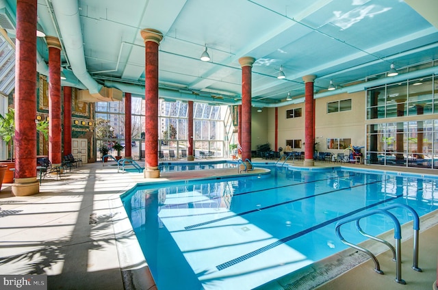 pool featuring a patio area