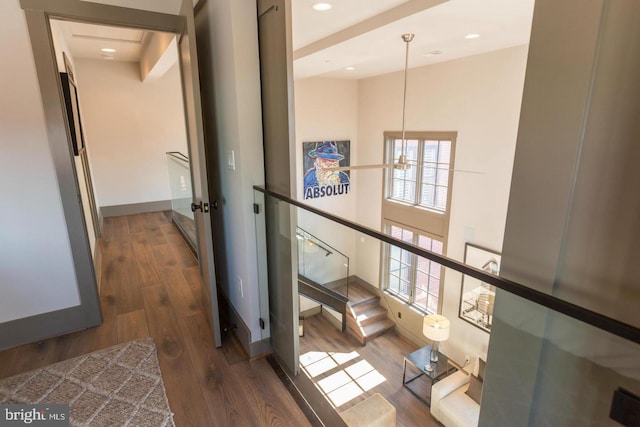 hallway featuring dark hardwood / wood-style floors