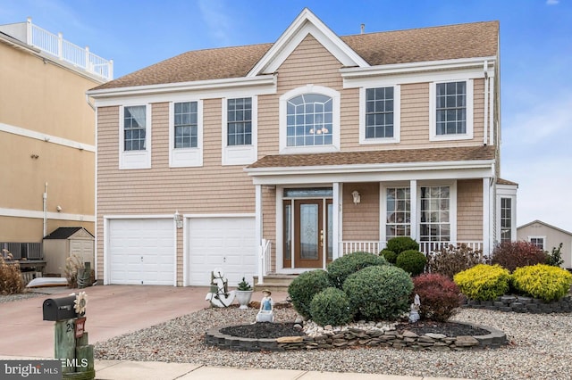 view of front of house with a garage