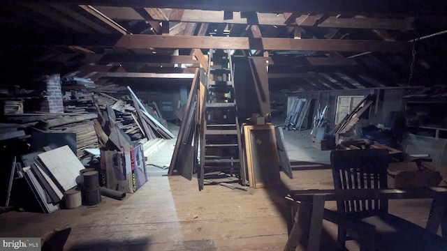 view of unfinished attic