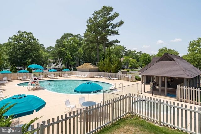 view of pool featuring a patio