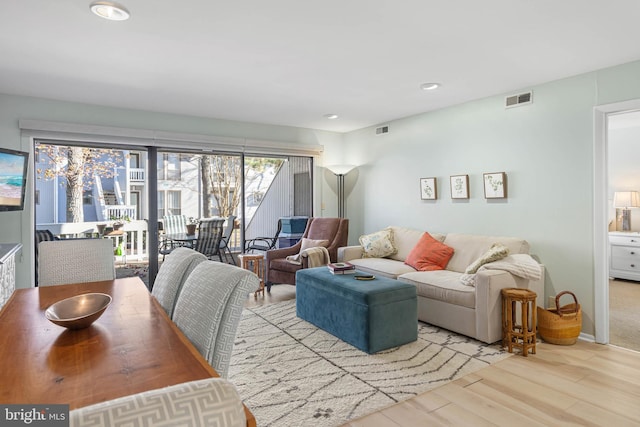 living room featuring light hardwood / wood-style flooring