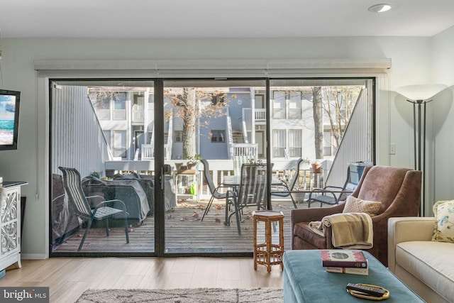 interior space with light hardwood / wood-style flooring