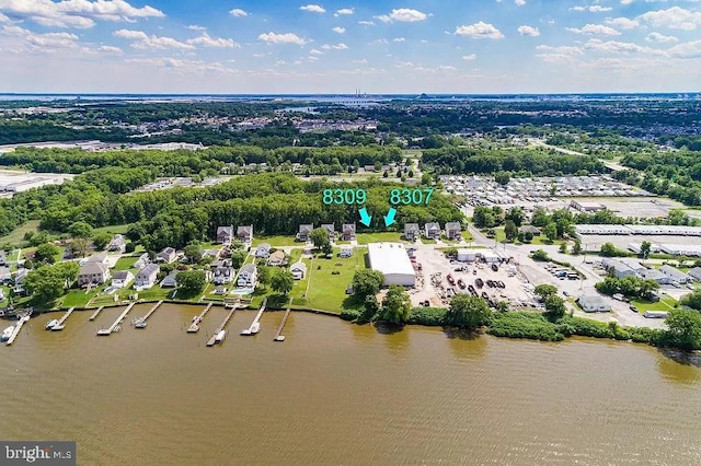 bird's eye view featuring a water view