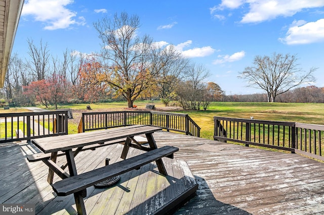 deck with a lawn