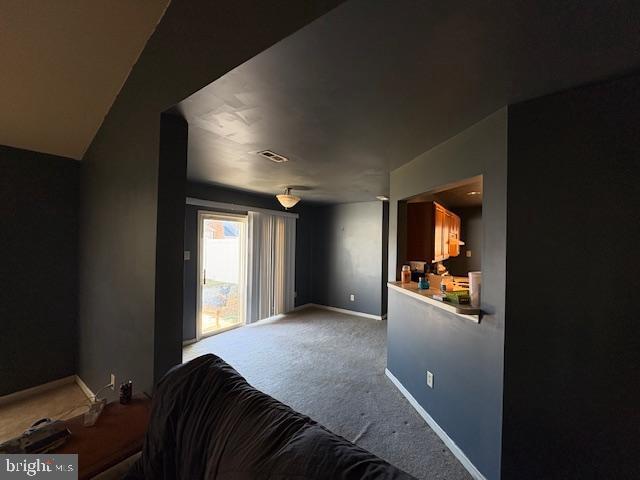 view of carpeted home theater room