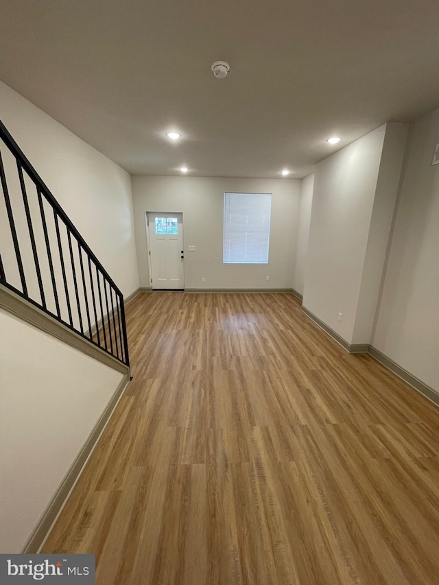 interior space with light hardwood / wood-style floors