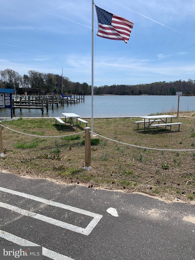 view of dock featuring a water view