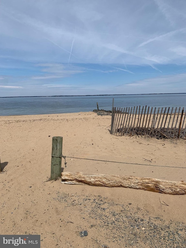 view of water feature featuring a view of the beach