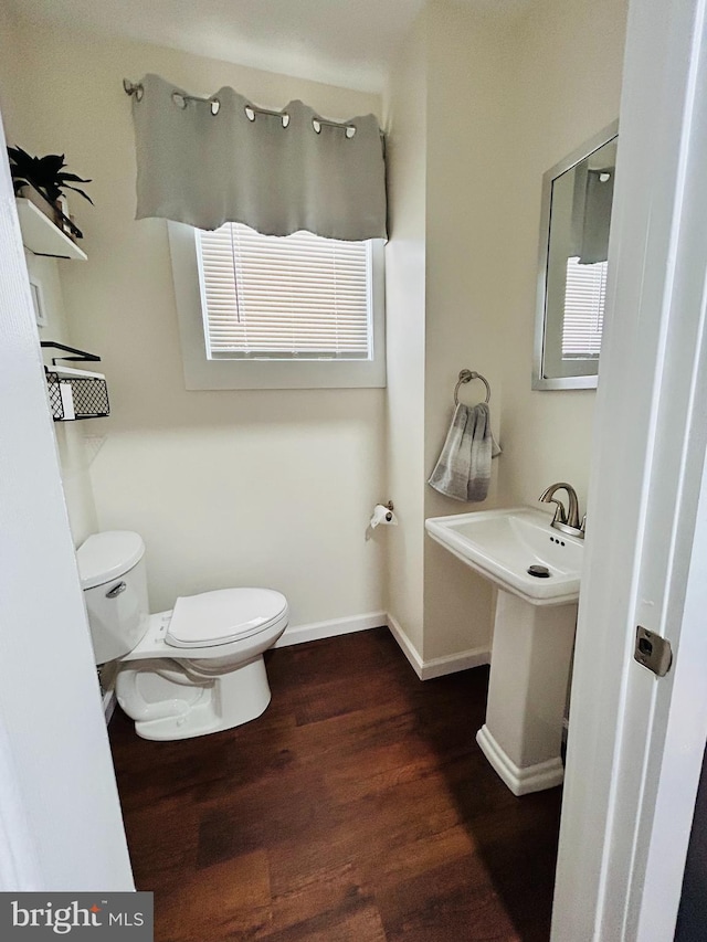 bathroom featuring toilet and hardwood / wood-style flooring