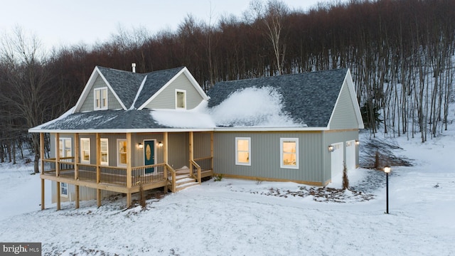 view of front of home with a wooden deck