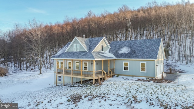 view of front facade with a deck