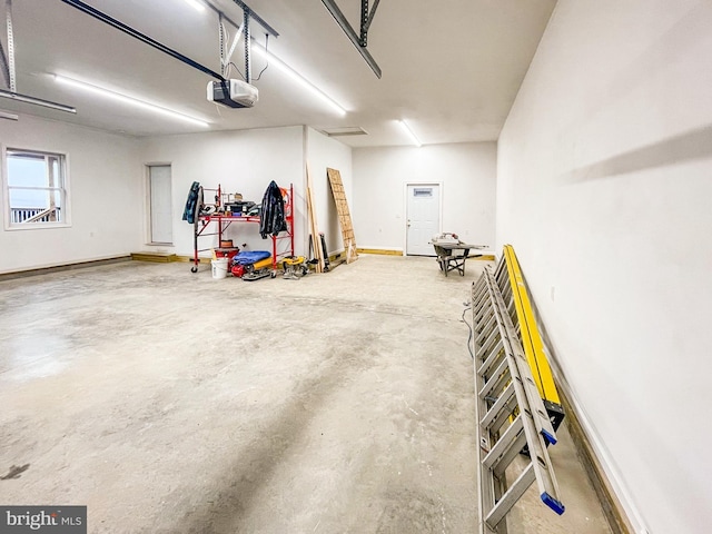 garage with a garage door opener