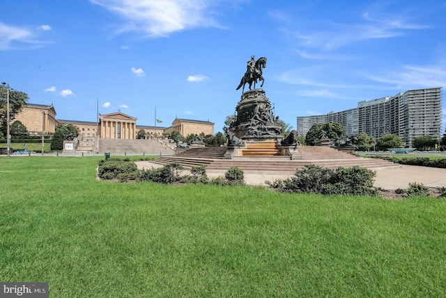 view of community featuring a lawn