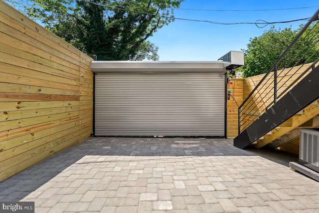 garage with cooling unit