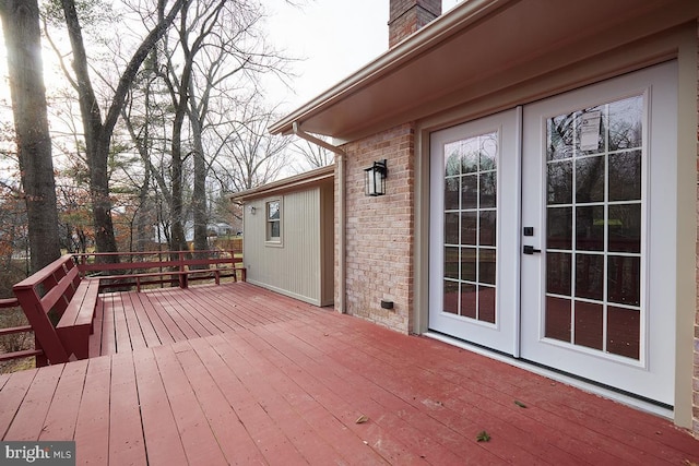 wooden terrace with french doors