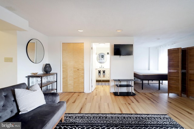 living room with hardwood / wood-style flooring