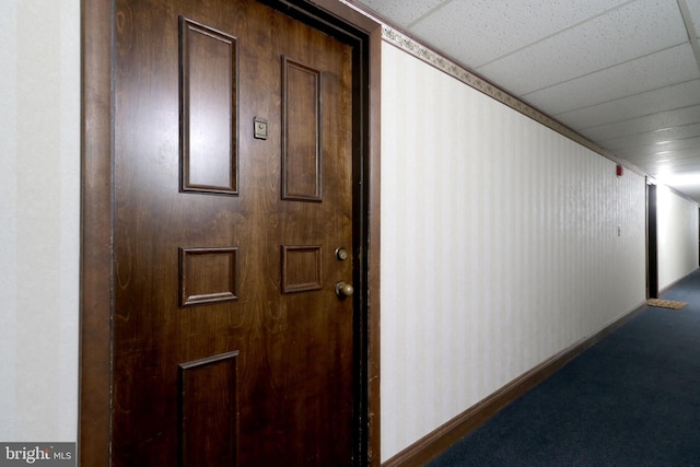 hall featuring carpet floors