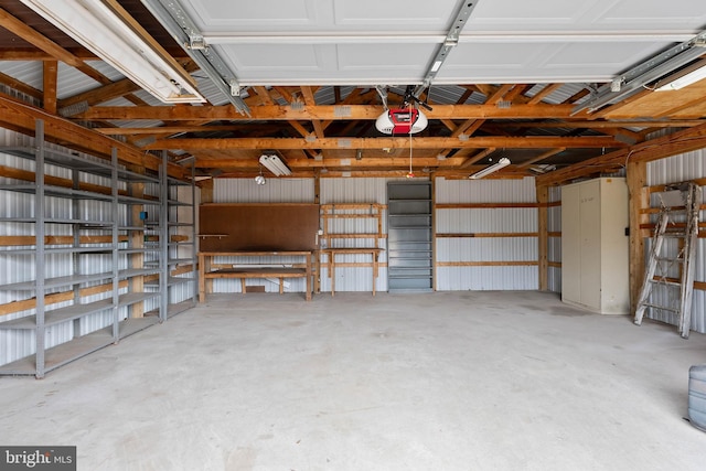 garage with a garage door opener