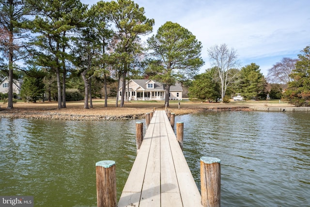 view of dock featuring a water view