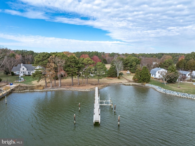 water view featuring a dock