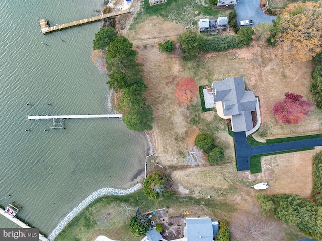 bird's eye view featuring a water view