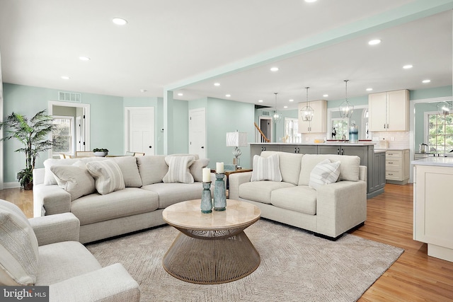 living room featuring light hardwood / wood-style floors