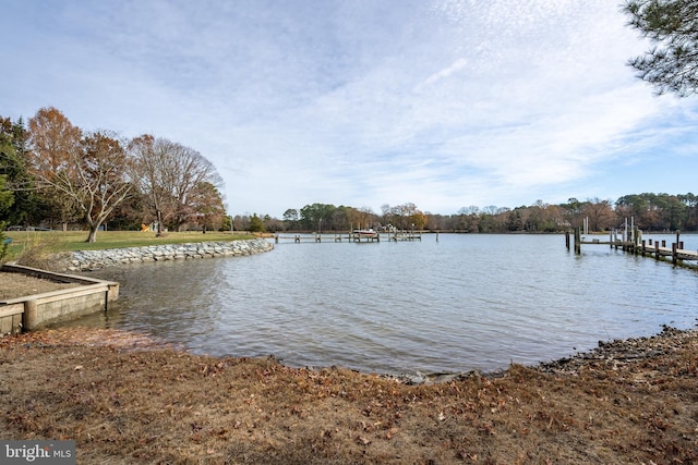 view of dock featuring a water view