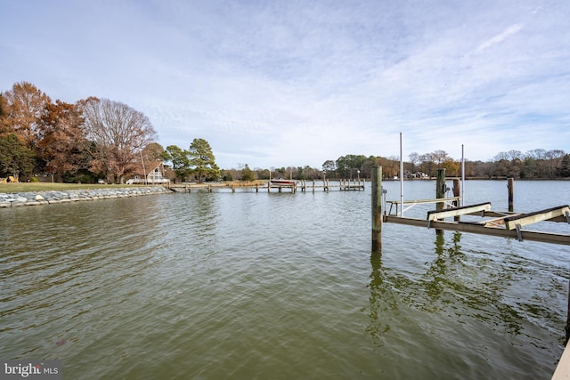 dock area with a water view