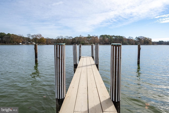 view of dock featuring a water view