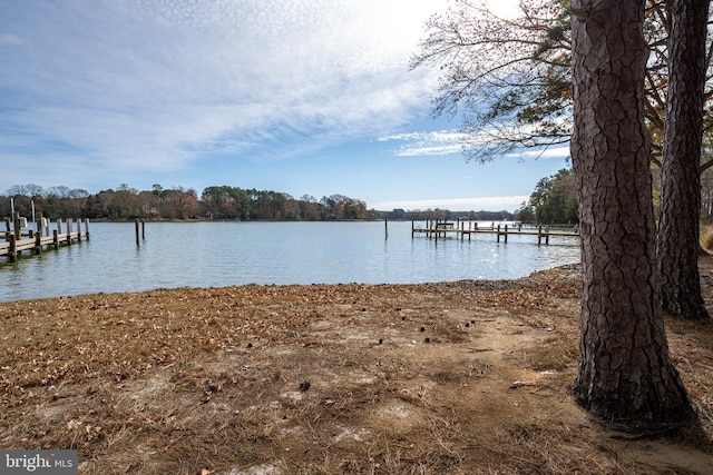 view of dock featuring a water view