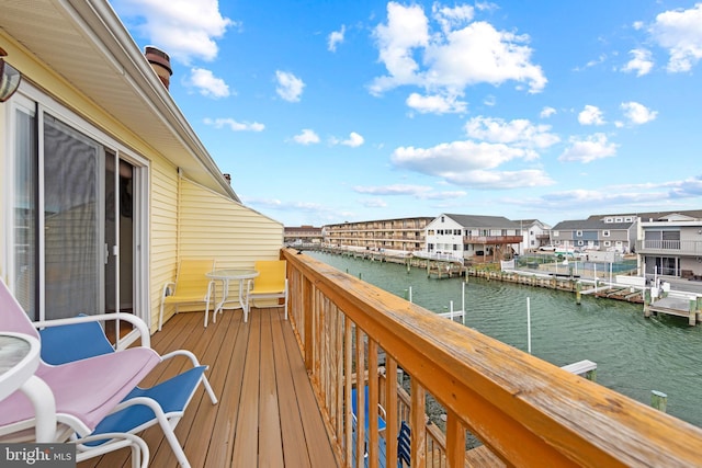 deck with a water view