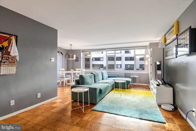 living room with light wood-type flooring