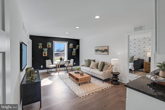 living room featuring wood-type flooring