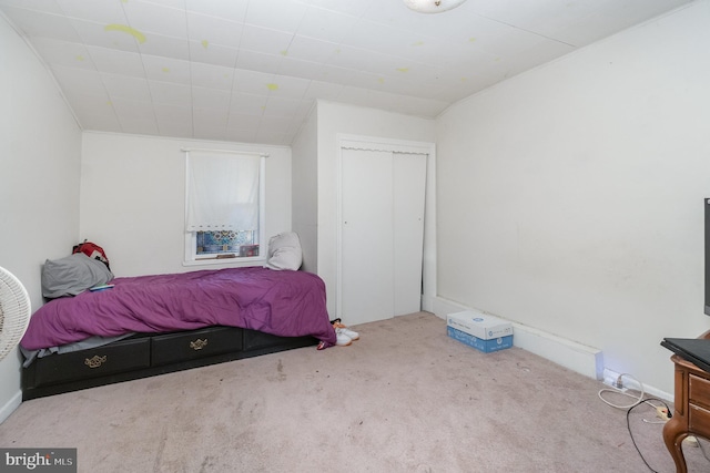 carpeted bedroom featuring a closet