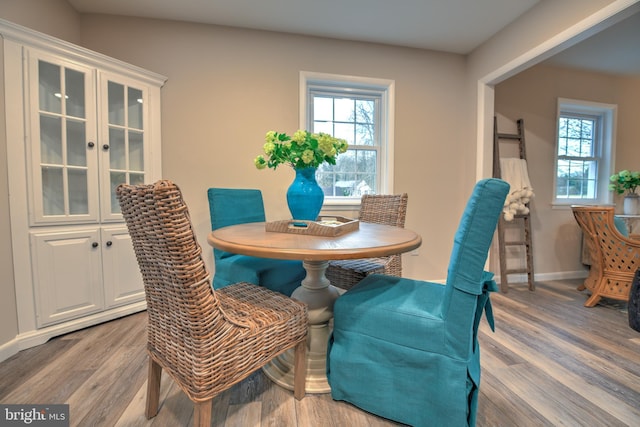 dining area featuring light hardwood / wood-style floors