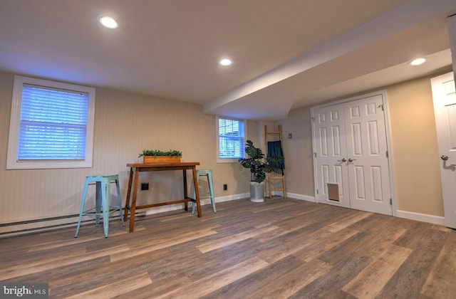 interior space featuring dark hardwood / wood-style flooring