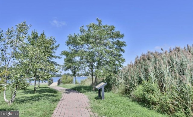 view of home's community with a water view